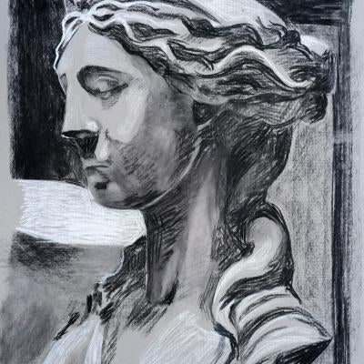 graphite and white chalk drawing