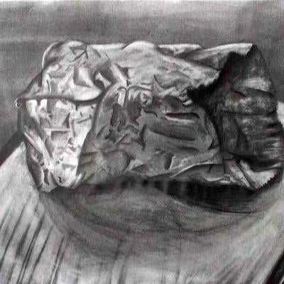 drawing of crumpled paper