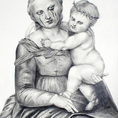 drawing of a woman and a child