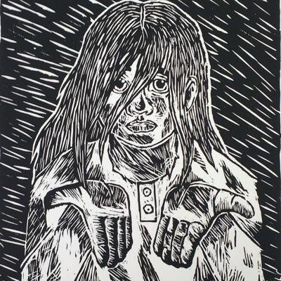 Printmaking piece of a child
