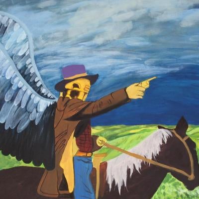 Painting of robot of horse