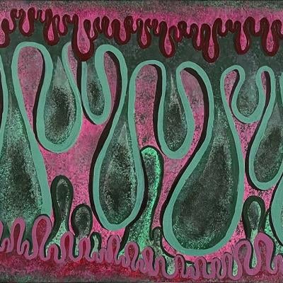 Design of shapes, purple and green