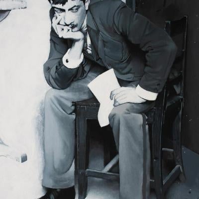 Painting of a man sitting down