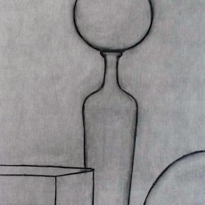 drawing of a bottle with a ball on top