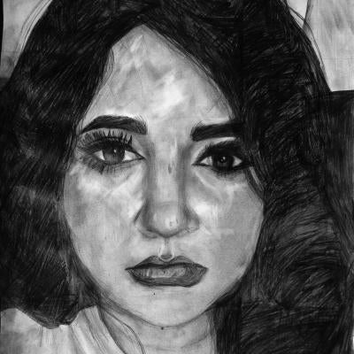 Drawing of a sad woman