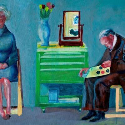 Painting of an elderly couple