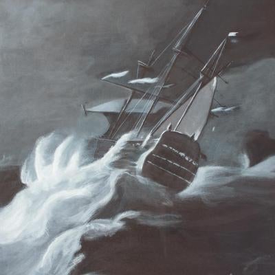 painting of a ship at sea