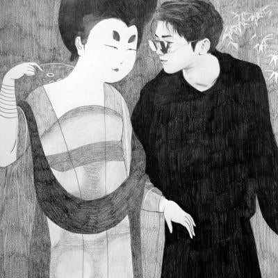 drawing of a couple