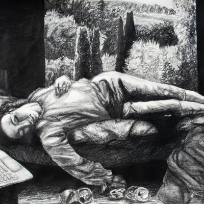 Drawing of a sleeping man