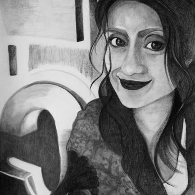 drawing of a woman smiling