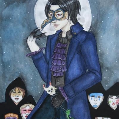 drawing of a masked person