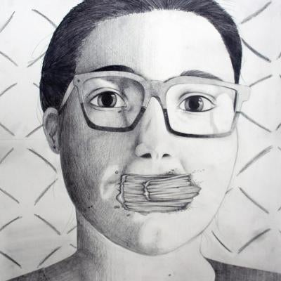 drawing of a person with glasses