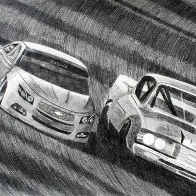 drawing of race cars