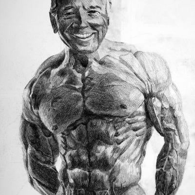 drawing a strong man with muscles
