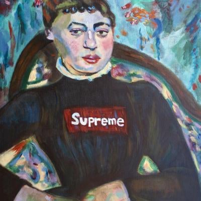 Painting of a woman with a supreme dress