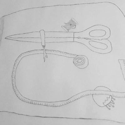 Drawing of scissors and tape