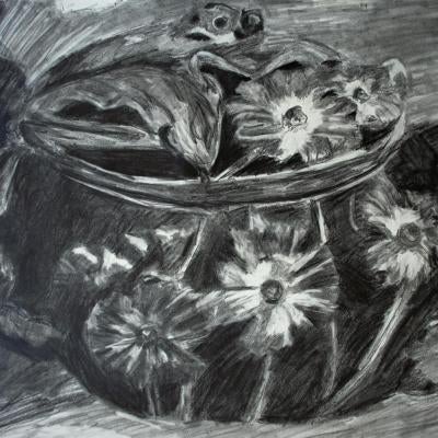 Drawing of a flower pot