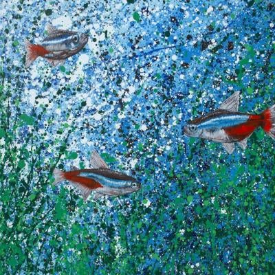 Painting of fish underwater