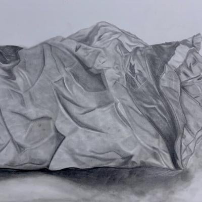 Drawing of crumpled paper