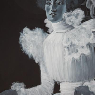 grisaille acrylic painting