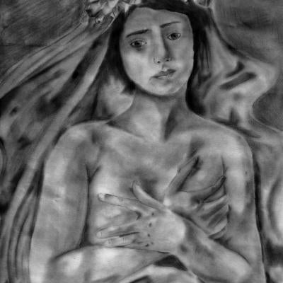Drawing of a sad woman