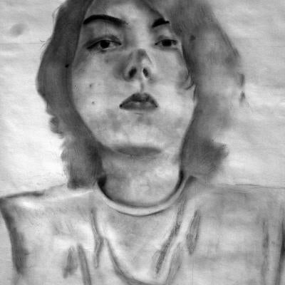 Drawing of a woman looking down on you