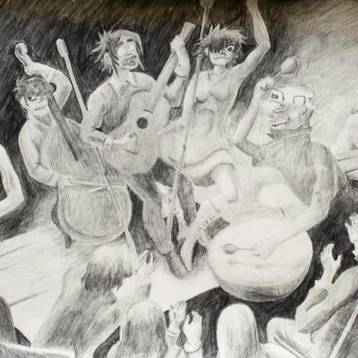 drawing of musicians
