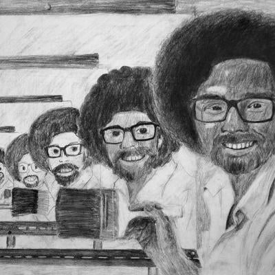drawing of bob ross