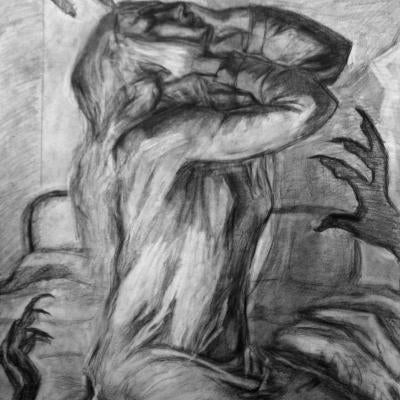 Drawing of a woman in anguish