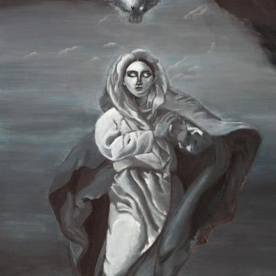 Painting of a woman and a dove