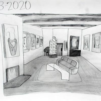drawing of a living room