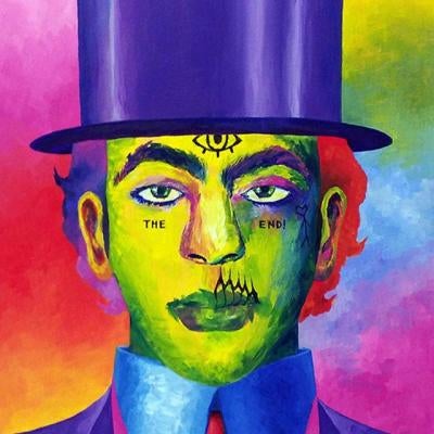 painting of a man with a top hat and tattoos