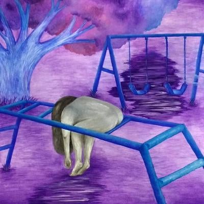 drawing of a purple world, playground