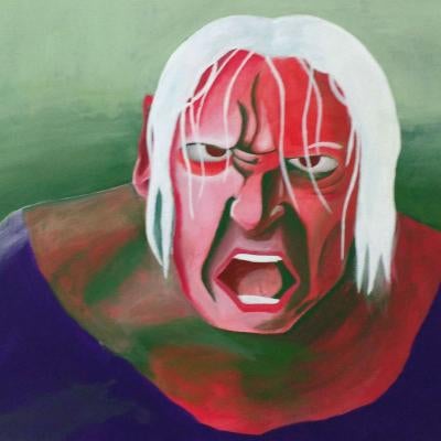 painting of a red man with white hair