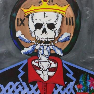painting of a skull with a crown