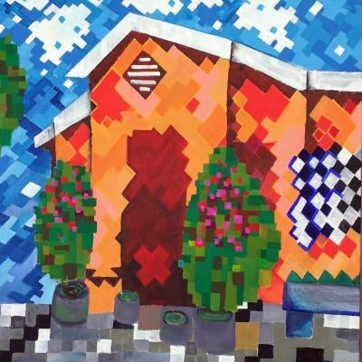 painting of a colorful house