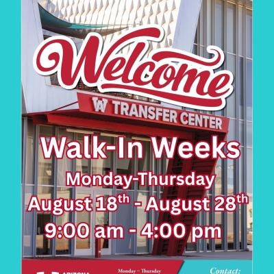 AWC Transfer Center Walk-In Weeks! 📅 Monday – Thursday, August 18 – August 28 🕘 9:00 AM – 4:00 PM | AWC Transfer Center  📍 Location: AWC Transfer Center