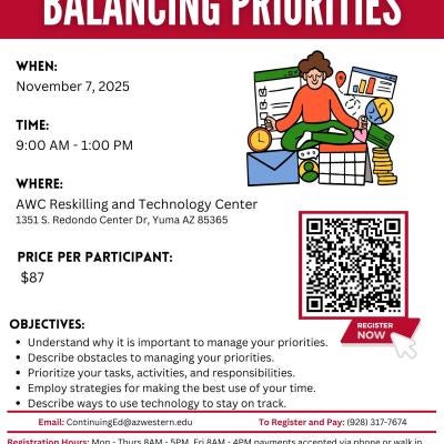 Please join our Balancing Priorities on November 7, 2025. Scan the QR code to register.