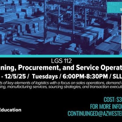 Please join us for our Planning, Procurement, and Service Operations class on October 13 from 6pm-8:30pm.
