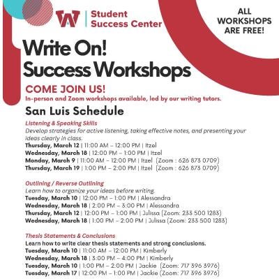 San Luis - Write On! Success Workshops