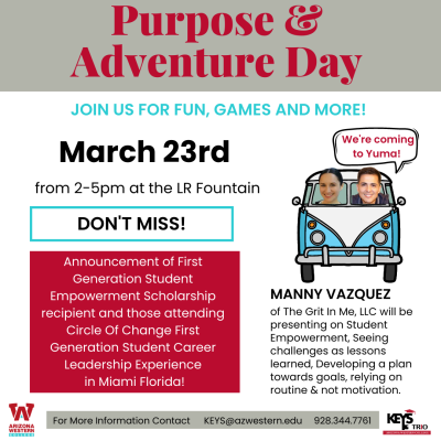 Purpose & Adventure Day March 23,  2-5pm 