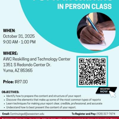 Please join us for our Put it in Writing workshop on October 31 from 9AM- 1PM. Scan the QR code to register.