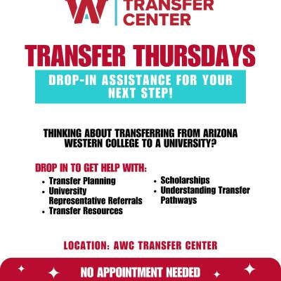 Transfer Thursdays Drop-In Assistance for Your Next Step!