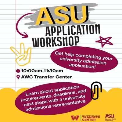 Arizona State University Application Workshop October 21st, 10am - 11:30am Yuma Campus, Transfer Center