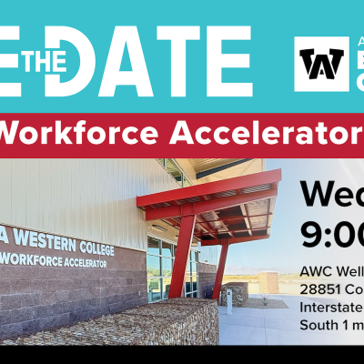 Save the Date image showing the new building and event details.