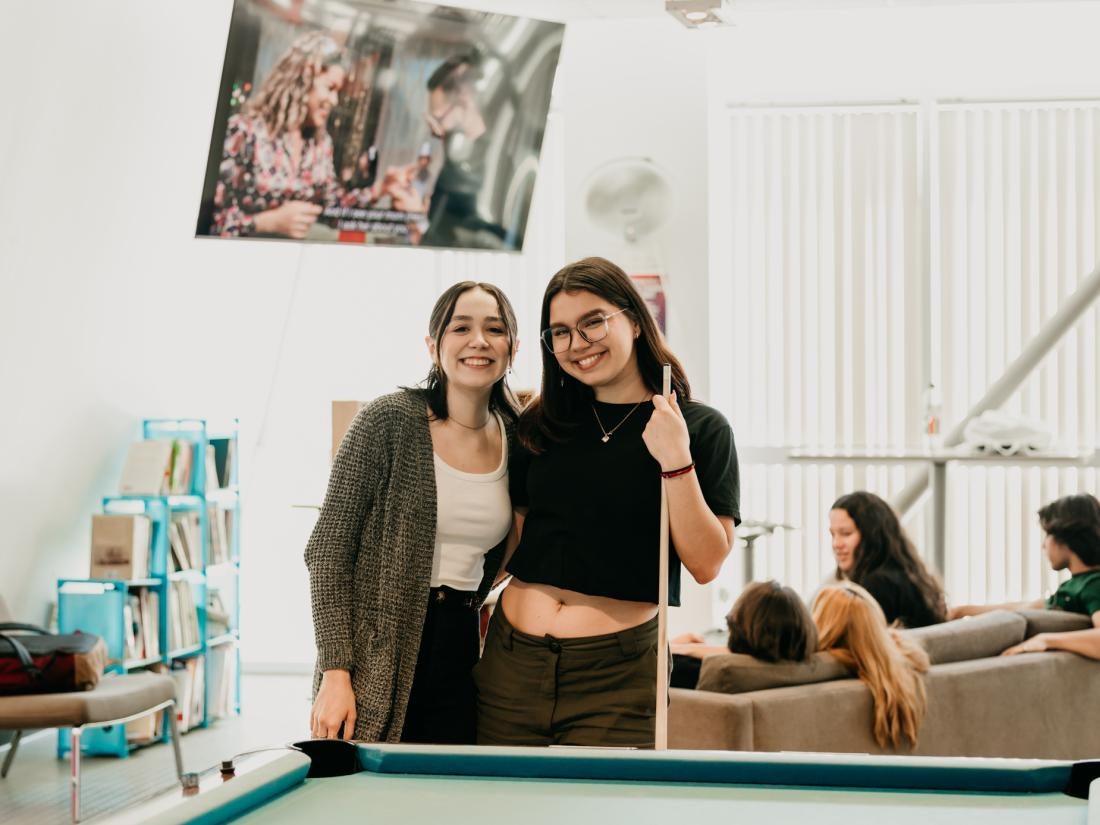 Two Students in Game Room