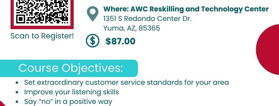 Please join us for our Excellent Customer Service on Oct 10 from 9am - 1pm. 