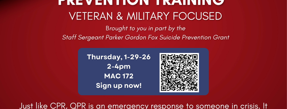 QPR Suicide Prevention Training: Veteran & Military Focused
