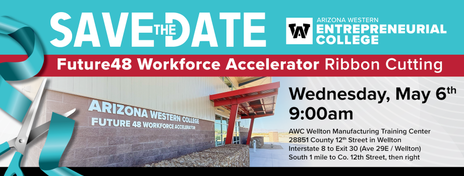 Save the Date image showing the new building and event details.