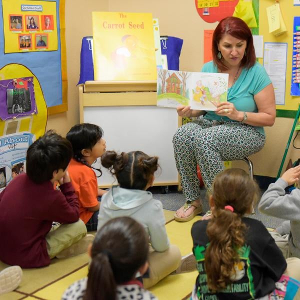 Teacher reading to children